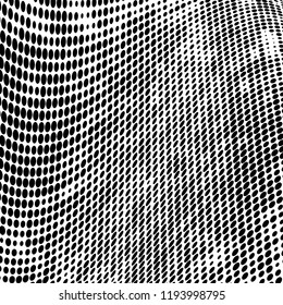 Halftone texture is black and white. Abstract monochrome background of dots. Vector pattern chaotic