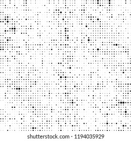 Halftone texture is black and white. Abstract monochrome background of dots. Vector pattern chaotic