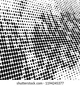 Halftone texture is black and white. Abstract monochrome background of dots. Vector pattern chaotic