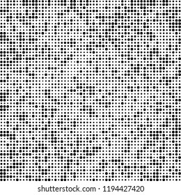 Halftone texture is black and white. Abstract monochrome background of dots. Vector pattern chaotic