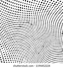 Halftone texture is black and white. Abstract monochrome background of dots. Vector pattern chaotic