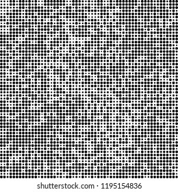 Halftone texture is black and white. Abstract monochrome background of dots. Vector pattern chaotic