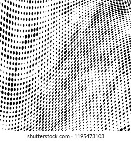 Halftone texture is black and white. Abstract monochrome background of dots. Vector pattern chaotic