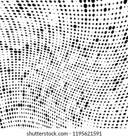Halftone texture is black and white. Abstract monochrome background of dots. Vector pattern chaotic