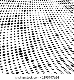 Halftone texture is black and white. Abstract monochrome background of dots. Vector pattern chaotic