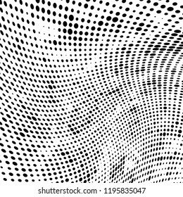 Halftone texture is black and white. Abstract monochrome background of dots. Vector pattern chaotic