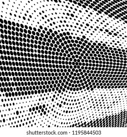 Halftone texture is black and white. Abstract monochrome background of dots. Vector pattern chaotic