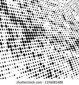 Halftone texture is black and white. Abstract monochrome background of dots. Vector pattern chaotic