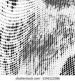 Halftone texture is black and white. Abstract monochrome background of dots. Vector pattern chaotic
