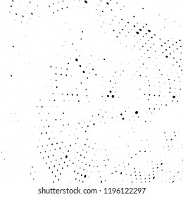 Halftone texture is black and white. Abstract monochrome background of dots. Vector pattern chaotic