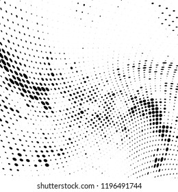 Halftone texture is black and white. Abstract monochrome background of dots. Vector pattern chaotic