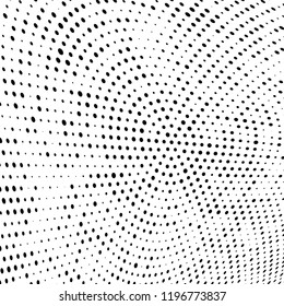 Halftone texture is black and white. Abstract monochrome background of dots. Vector pattern chaotic