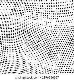 Halftone texture is black and white. Abstract monochrome background of dots. Vector pattern chaotic