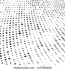Halftone texture is black and white. Abstract monochrome background of dots. Vector pattern chaotic