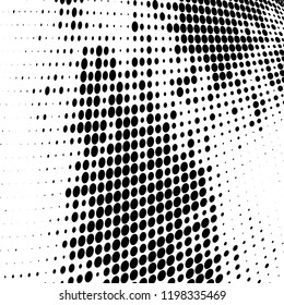 Halftone texture is black and white. Abstract monochrome background of dots. Vector pattern chaotic