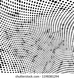 Halftone texture is black and white. Abstract monochrome background of dots. Vector pattern chaotic