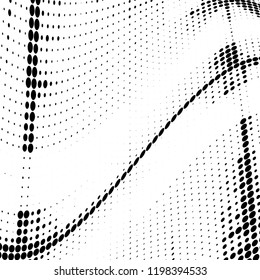 Halftone texture is black and white. Abstract monochrome background of dots. Vector pattern chaotic