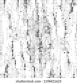 Halftone texture is black and white. Abstract monochrome background of dots. Vector pattern chaotic