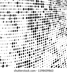 Halftone texture is black and white. Abstract monochrome background of dots. Vector pattern chaotic