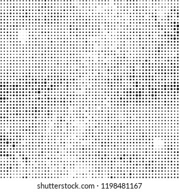 Halftone texture is black and white. Abstract monochrome background of dots. Vector pattern chaotic