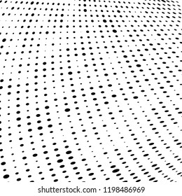 Halftone texture is black and white. Abstract monochrome background of dots. Vector pattern chaotic