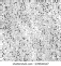 Halftone texture is black and white. Abstract monochrome background of dots. Vector pattern chaotic