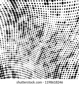 Halftone texture is black and white. Abstract monochrome background of dots. Vector pattern chaotic