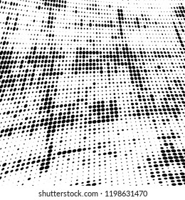Halftone texture is black and white. Abstract monochrome background of dots. Vector pattern chaotic
