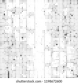 Halftone texture is black and white. Abstract monochrome background of dots. Vector pattern chaotic