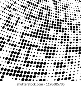 Halftone texture is black and white. Abstract monochrome background of dots. Vector pattern chaotic