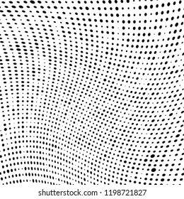Halftone texture is black and white. Abstract monochrome background of dots. Vector pattern chaotic