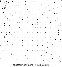 Halftone texture is black and white. Abstract monochrome background of dots. Vector pattern chaotic