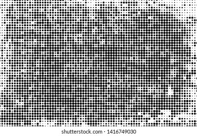 Halftone texture is black and white. Abstract monochrome background of dots