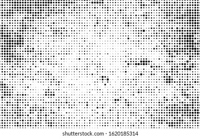 Halftone texture is black and white. Abstract monochrome background of dots