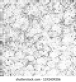 Halftone texture is black and white. The background is abstract of dots. Chaotic monochrome vector pattern