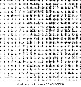 Halftone texture is black and white. The background is abstract of dots. Chaotic monochrome vector pattern