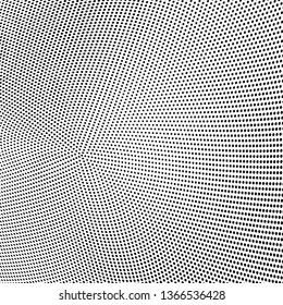 Halftone texture is black and white. Monochrome vector pattern of dots. Abstract waves template for printing on business cards, badges, posters