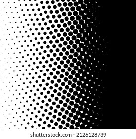 The halftone texture is black and white. Monochrome abstract, chaotic texture. Waves of dots on a white background, abstract halftone