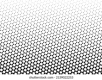 The halftone texture is black and white. Monochrome abstract, chaotic texture. Waves of dots on a white background, abstract halftone