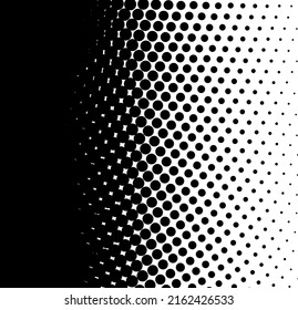 The halftone texture is black and white. Monochrome abstract, chaotic texture. Waves of dots on a white background, abstract halftone