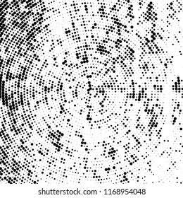 Halftone texture is black and white. The pattern is radially positioned. Vector abstract background