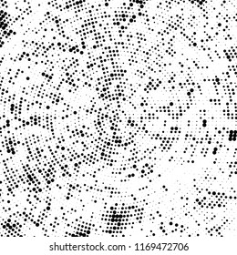 Halftone texture is black and white. The pattern is radially positioned. Vector abstract background