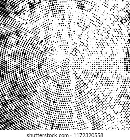 Halftone texture is black and white. The pattern is radially positioned. Vector abstract background
