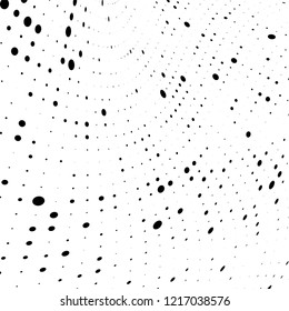 Halftone texture is black and white. The pattern of the ink points are randomly arranged. Vector monochrome background. Abstract the surface of chaos