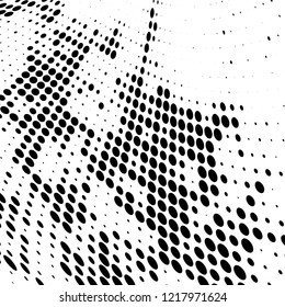 Halftone texture is black and white. The pattern of the ink points are randomly arranged. Vector monochrome background. Abstract the surface of chaos