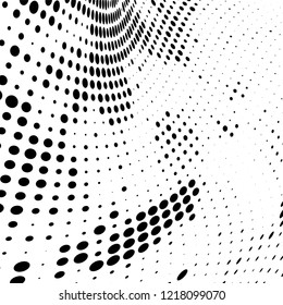 Halftone texture is black and white. The pattern of the ink points are randomly arranged. Vector monochrome background. Abstract the surface of chaos