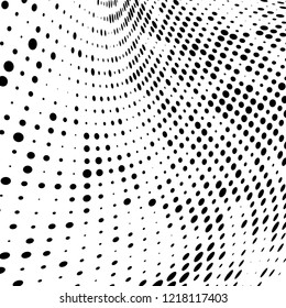 Halftone texture is black and white. The pattern of the ink points are randomly arranged. Vector monochrome background. Abstract the surface of chaos