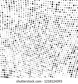 Halftone texture is black and white. The pattern of the ink points are randomly arranged. Vector monochrome background. Abstract the surface of chaos