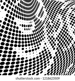 Halftone texture is black and white. The pattern of the ink points are randomly arranged. Vector monochrome background. Abstract the surface of chaos