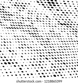 Halftone texture is black and white. The pattern of the ink points are randomly arranged. Vector monochrome background. Abstract the surface of chaos
